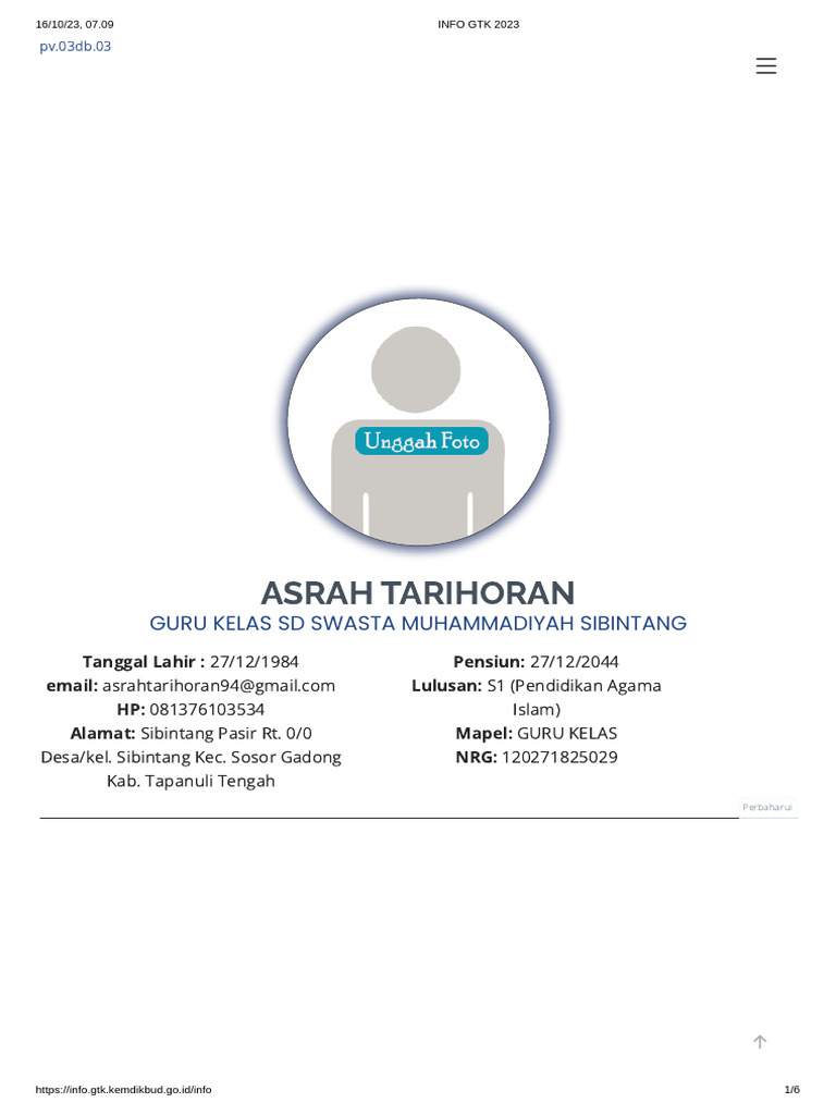 Data Guru Kelas SD Muhammadiyah | PDF