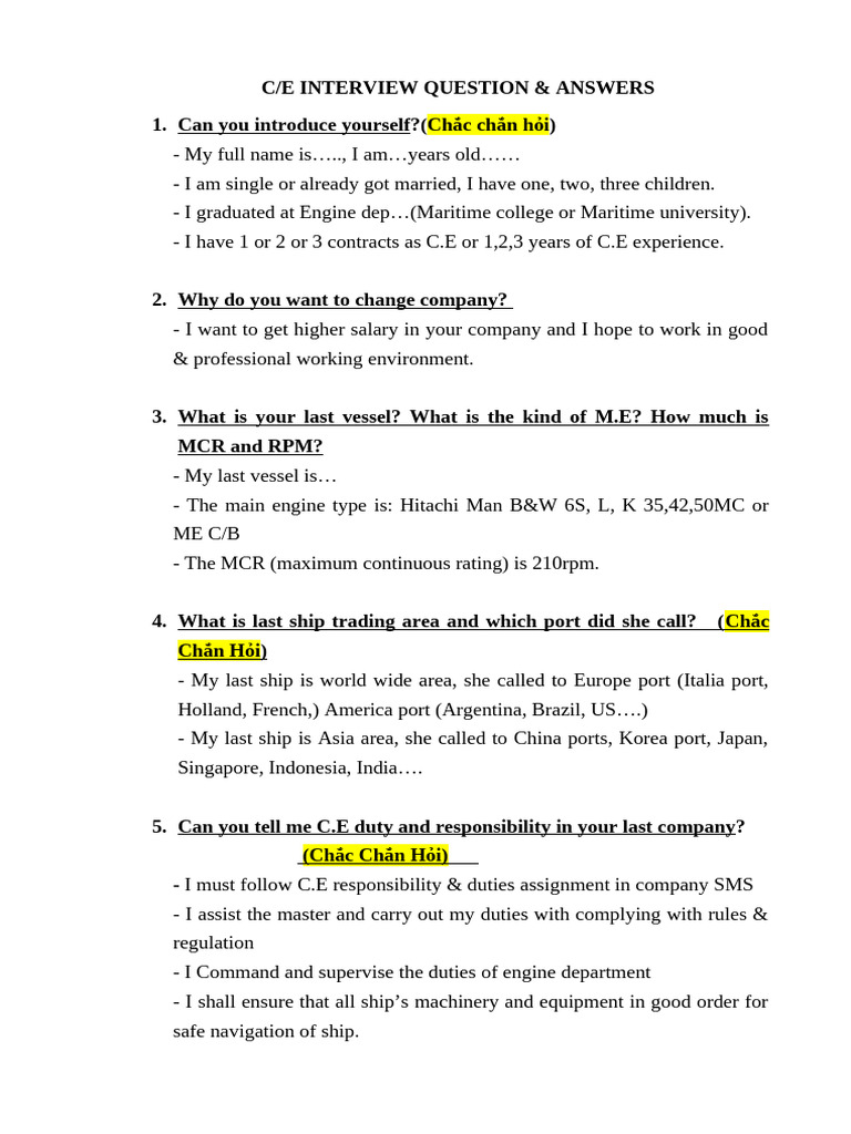 1.c.e Interview Ce Thang | PDF | Piston | Turbocharger