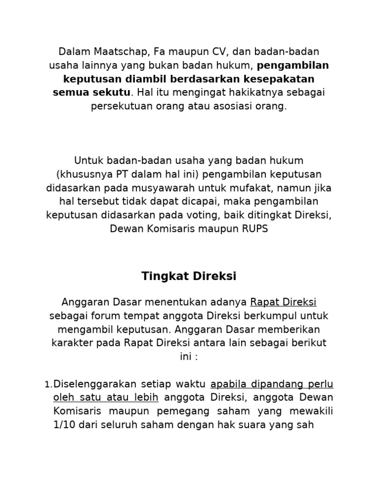Prosedur Rapat Direksi dan RUPS PT | PDF