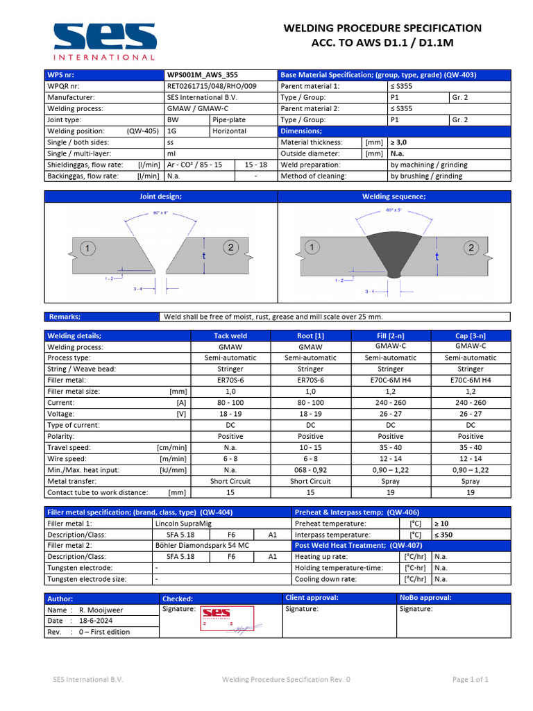 WPS001M - AWS - S355 - Rev. 0 | PDF | Welding | Construction