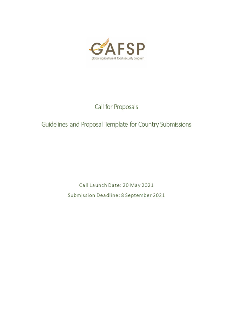 GAFSP Country Proposal Guidelines 2021 | PDF | Risk | Economies