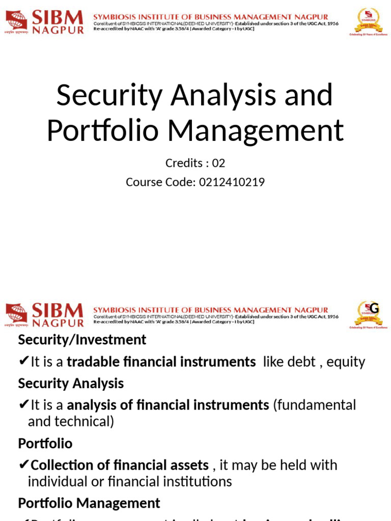 Security Analysis & Portfolio Management | PDF | Repurchase Agreement ...