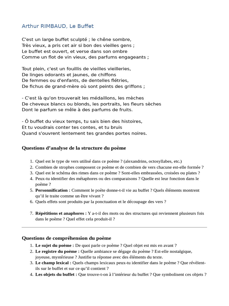 Analyse du poème 