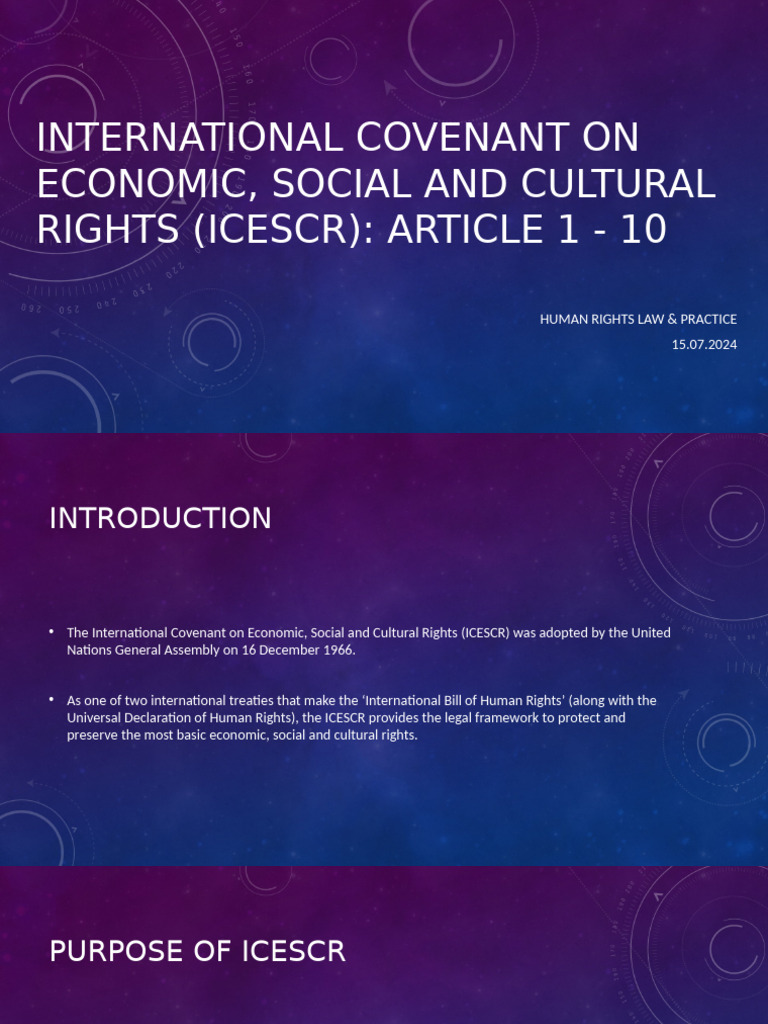 ICESCR Articles 1-10 Overview | PDF | Universalism | Rights