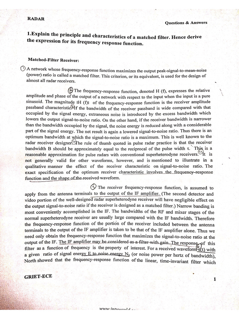 Radar Systems 5th Unit Part 1 Q& | PDF