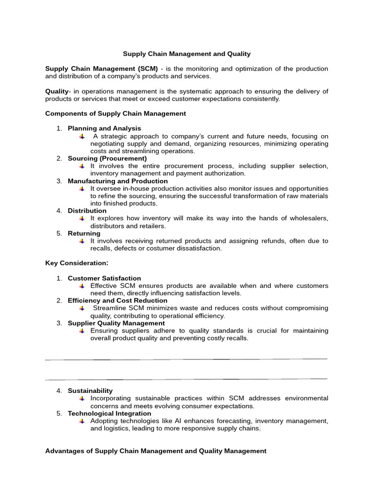 Supply Chain Management and Quality CBME1 | PDF | Supply Chain ...