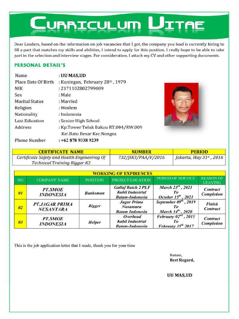 CV Rigger Uu Mas, Ud | PDF