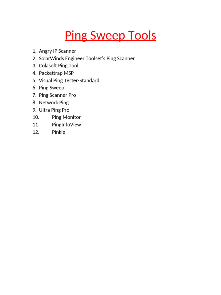 Ping Sweep Tools | PDF