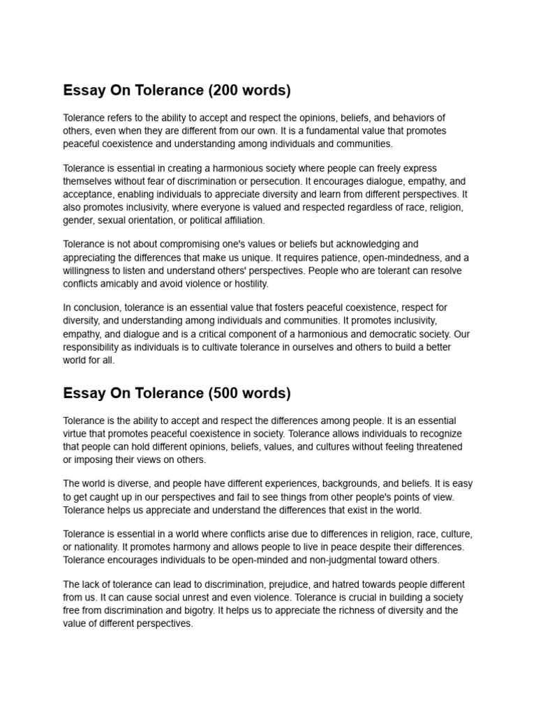 Importance of Tolerance in Society | PDF | Toleration | Prejudices