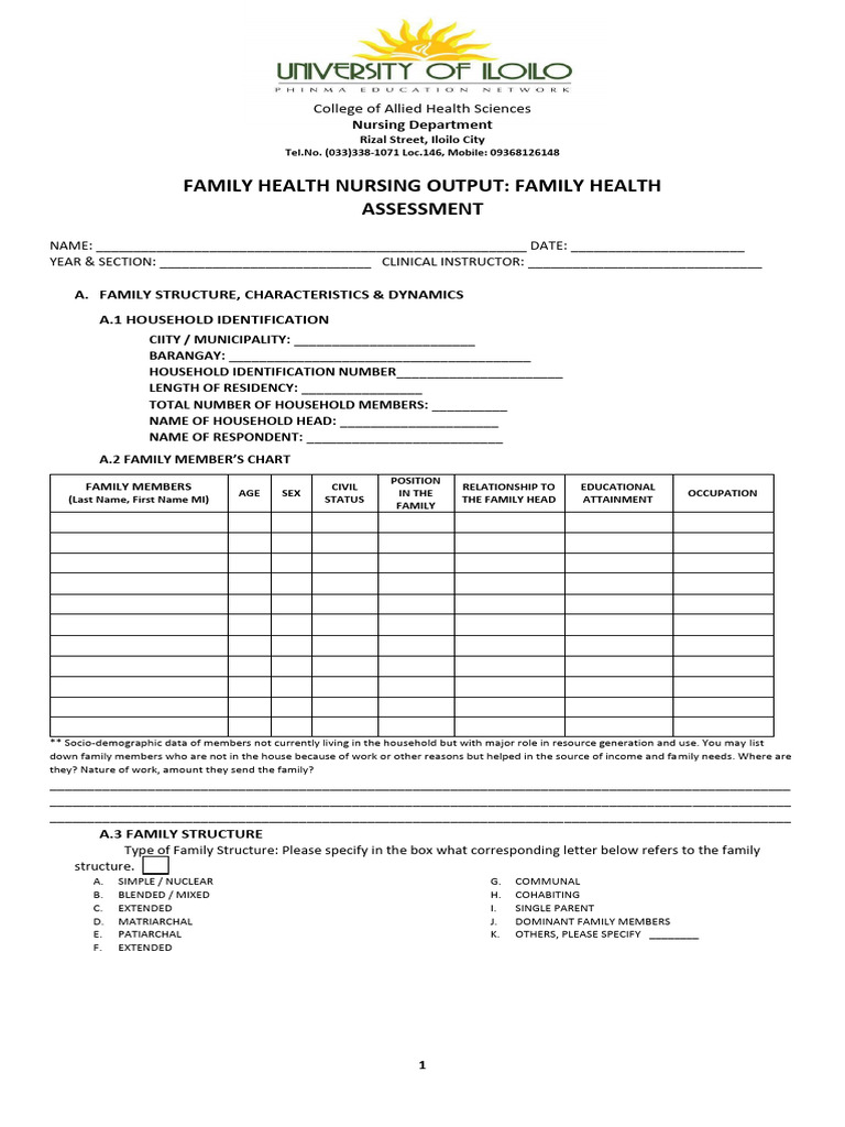 Family Health Assessment Template | PDF | Waste | Determinants Of Health