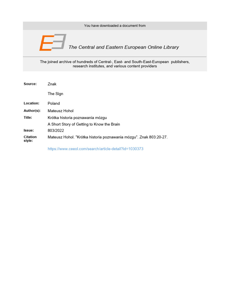 A Short Story of Getting To Know The Brain Content File PDF | PDF
