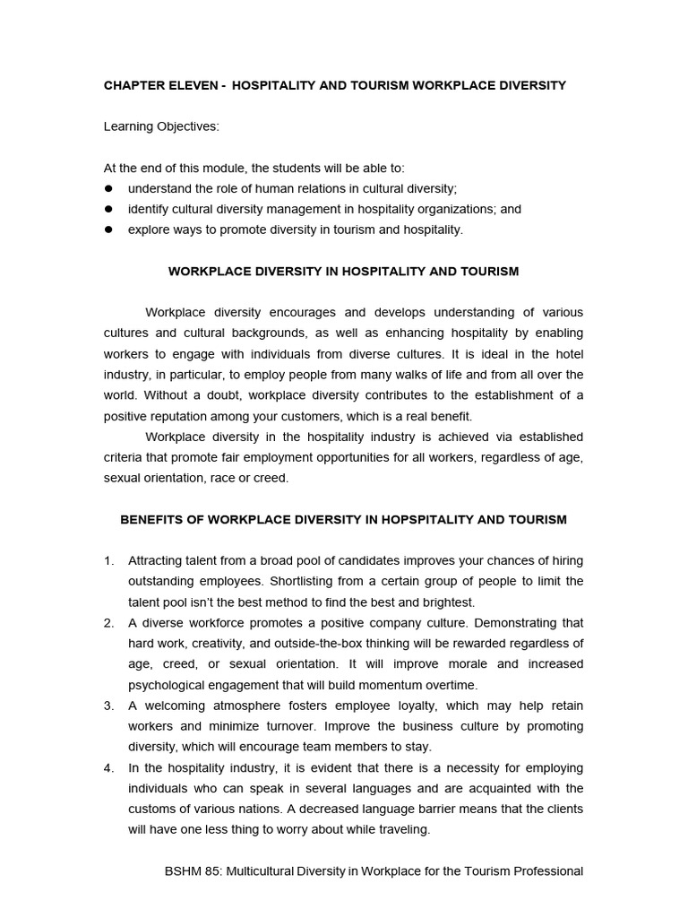 Workplace Diversity in Hospitality | PDF | Human Resource Management ...