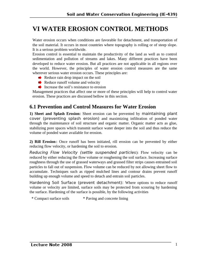Water Erosion Control Methods Explained | PDF | Erosion | Surface Runoff