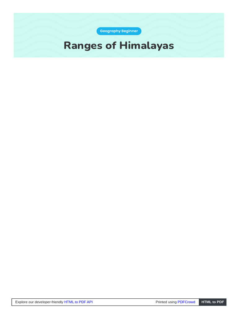 Overview of Himalayan Ranges | PDF | Himalayas | Physiographic Divisions