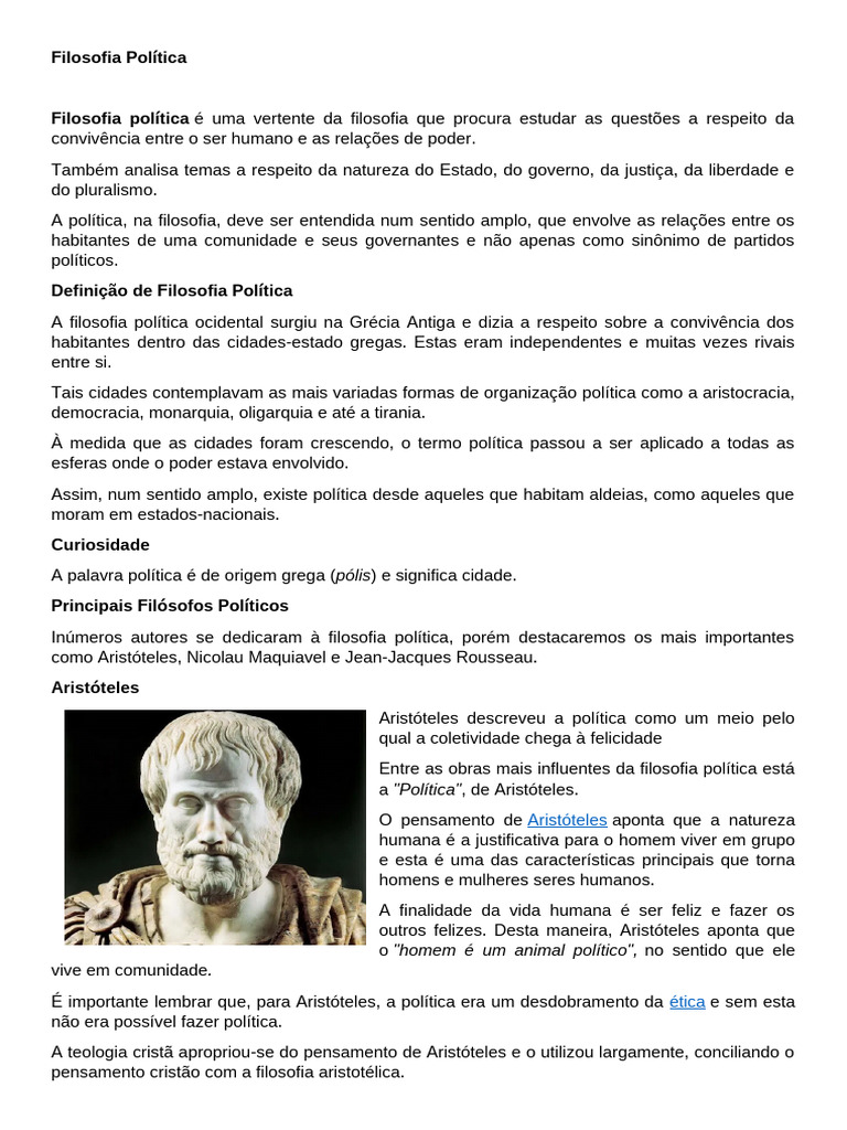 Filosofia Política de Rousseau | PDF | Jean-Jacques Rousseau | Aristóteles