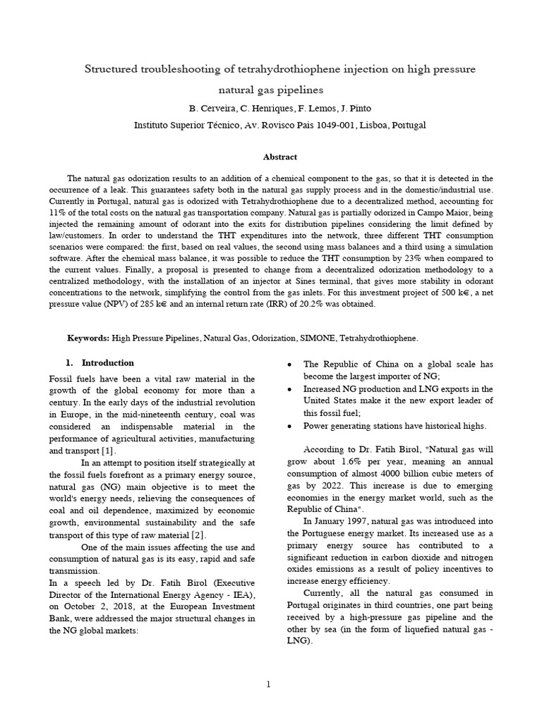 High-Pressure Odorant Injection Analysis | PDF | Natural Gas ...