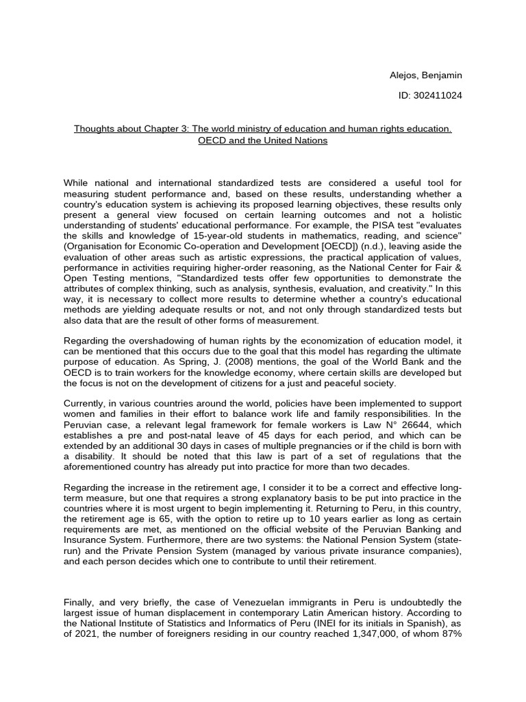 Thoughts About Chapter 3 The World Ministry of Education and Human ...