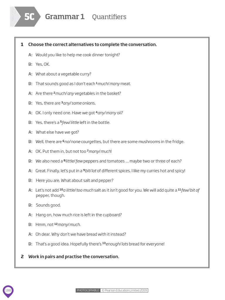 Grammar Practice: Using Quantifiers | PDF