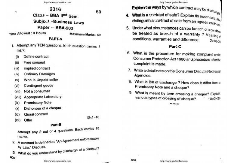 Bba 2 Sem Business Laws 60 2015 | PDF