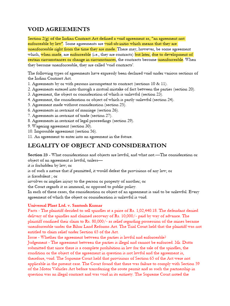 Void Agreements - Module 5 Contract | PDF | Arbitration | Guarantee