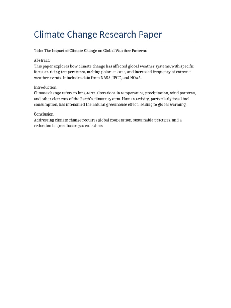 Climate Change Research Paper | PDF