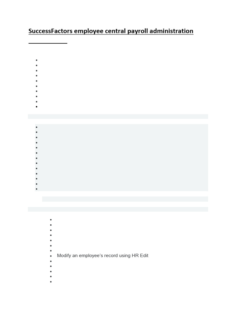 SuccessFactors Employee Central Payroll Administration (SFECPA) | PDF