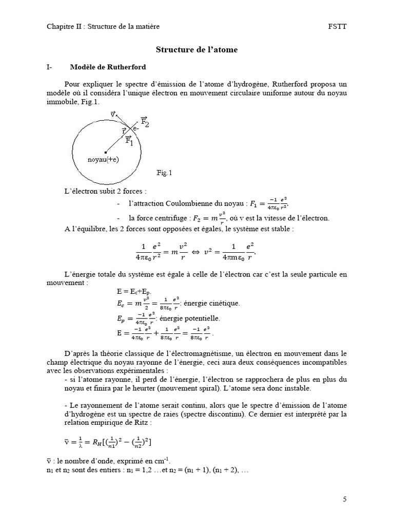 Modèles atomiques : Rutherford et Bohr | PDF | Photon | Atomes
