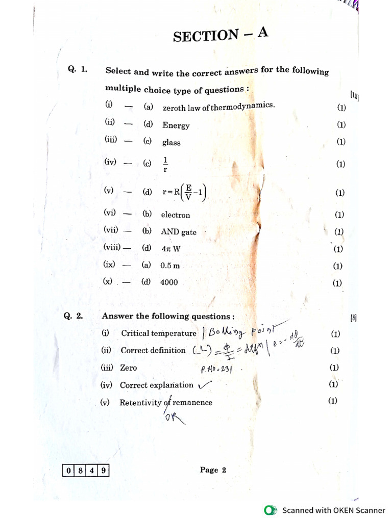 Phy Model Answer Feb 2025 | PDF