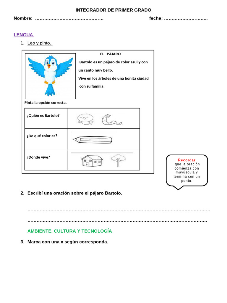 Actividades de Aprendizaje para Primer Grado | PDF