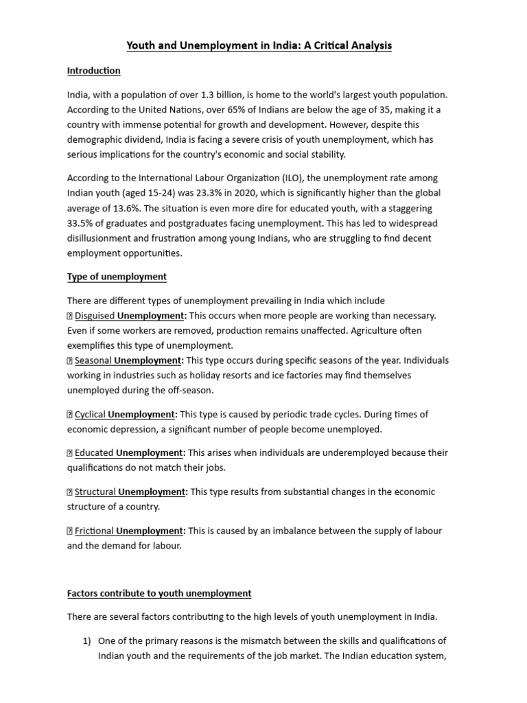 Youth Unemployment Crisis in India | PDF | Unemployment | Underemployment