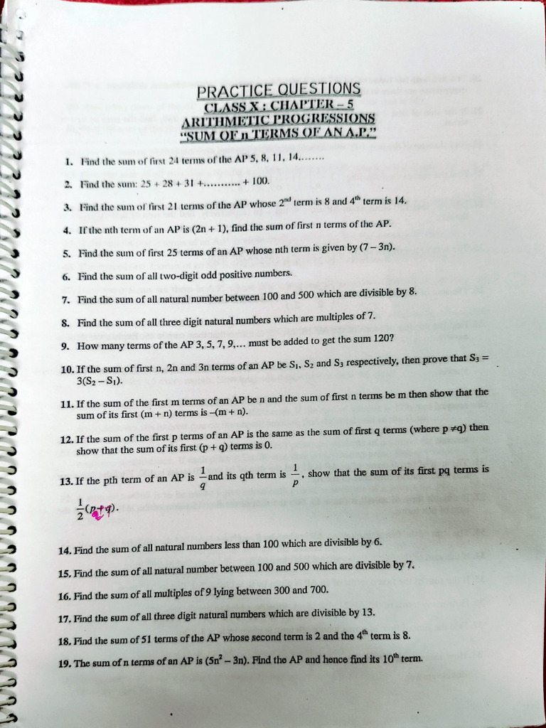 Arithmetic Progression Homework | PDF | Mathematics | Elementary ...