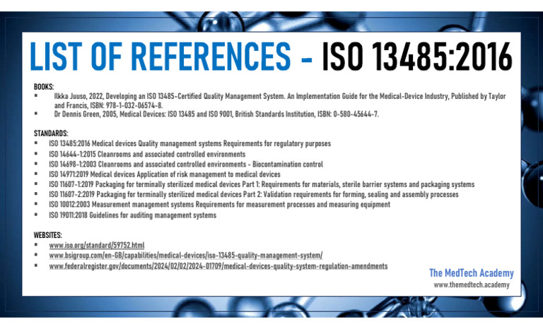ISO+13485 2016+ +List+of+References | PDF