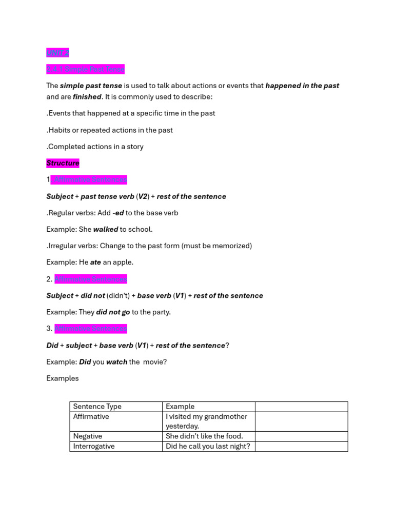 Understanding Simple Past Tense | PDF | Grammatical Tense | Verb