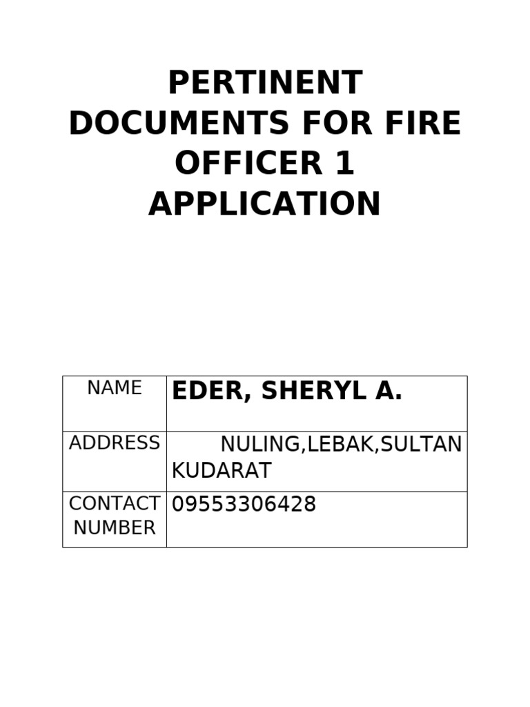 Fire Officer 1 Application Checklist | PDF