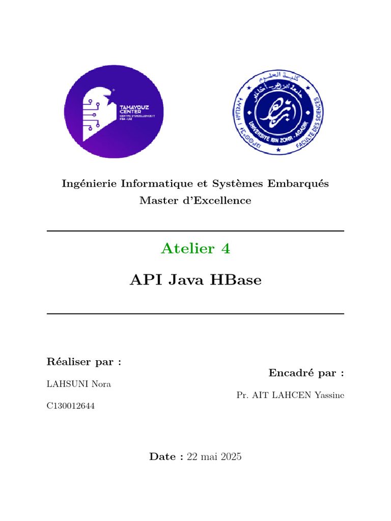 API Java HBase : Guide Pratique TP | PDF | Java (Langage de ...