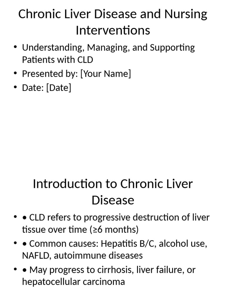 Chronic Liver Disease: Nursing Insights | PDF | Cirrhosis | Hepatitis