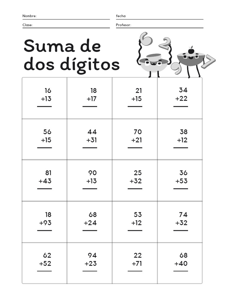 Ejercicios de Suma para Segundo Grado | PDF