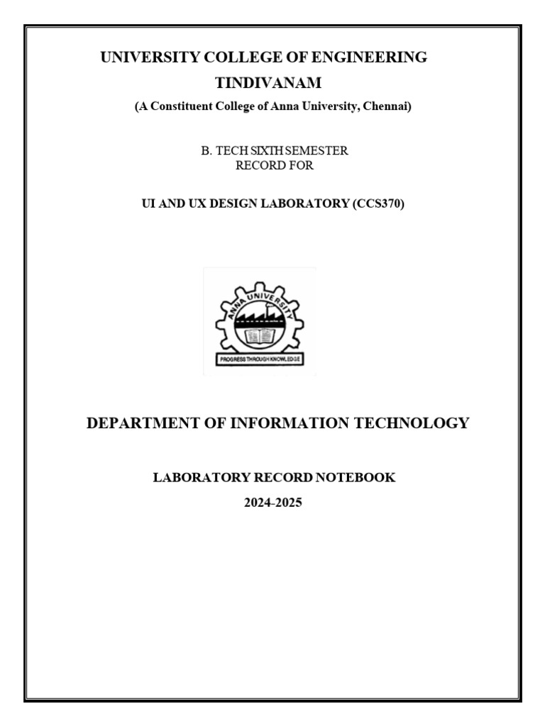 UI/UX Design Lab Record 2024-2025 | PDF | Usability | Brainstorming