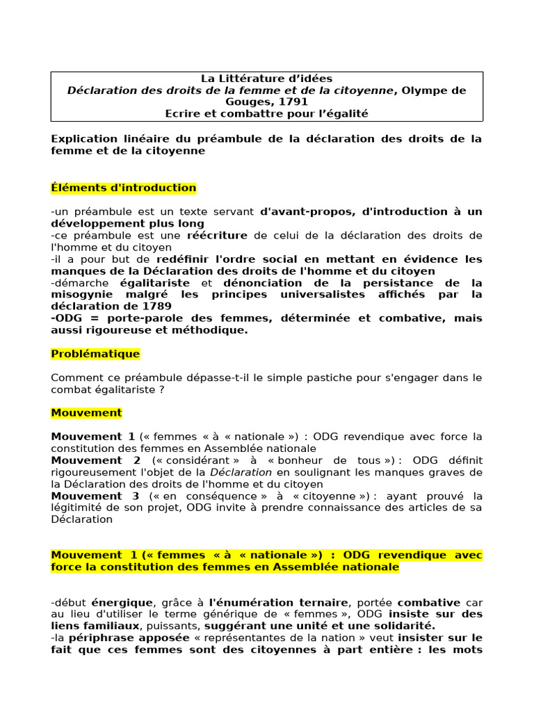Analyse linéaire du préambule d'ODG | PDF | Bonheur | Droits de l'homme