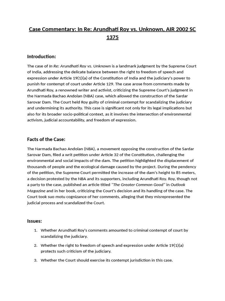 Case Commentary Assignment PEPA 1182200103 | PDF | Justice | Crime ...