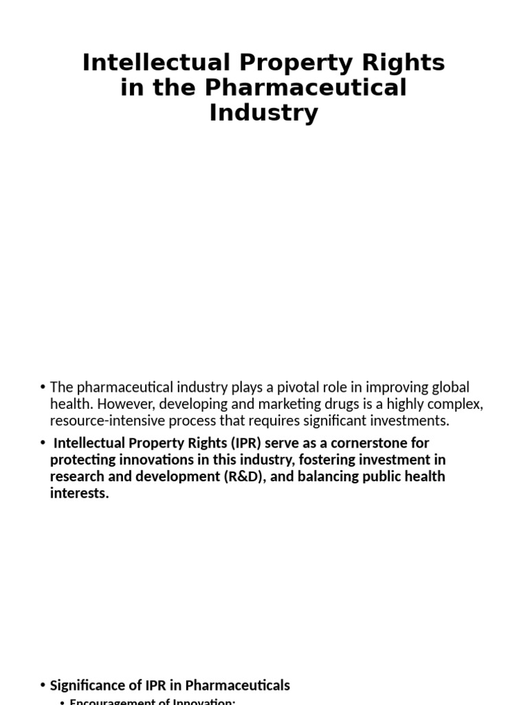 IPR's Role in Pharma Innovation and Access | PDF | Intellectual ...