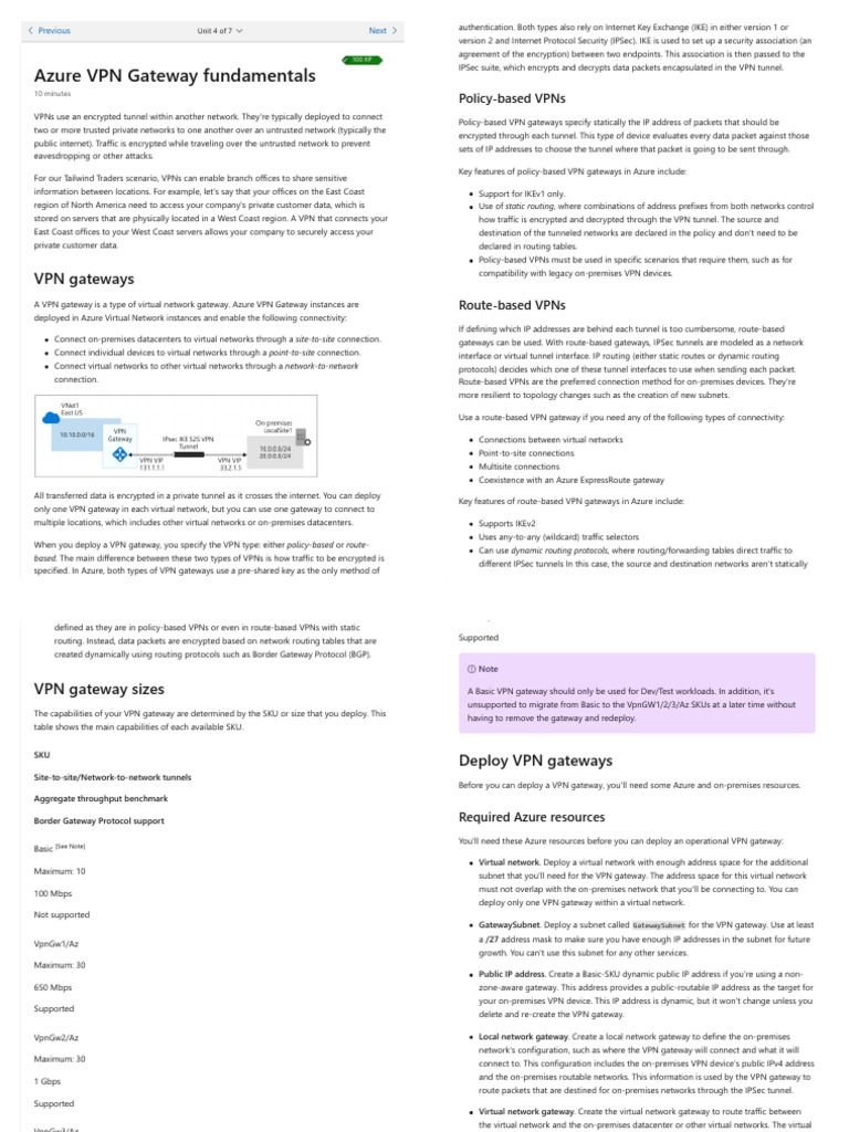 Azure VPN Gateway Overview and Features | PDF | Virtual Private Network ...