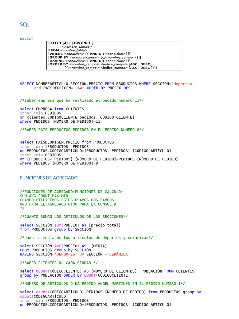 Consultas SQL Esenciales y Ejemplos | PDF | Programación de ...