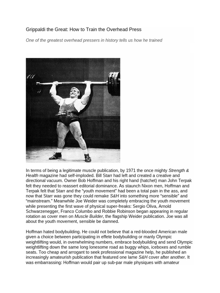 Grippaldi's Overhead Press Training Guide | PDF | Strength Training ...