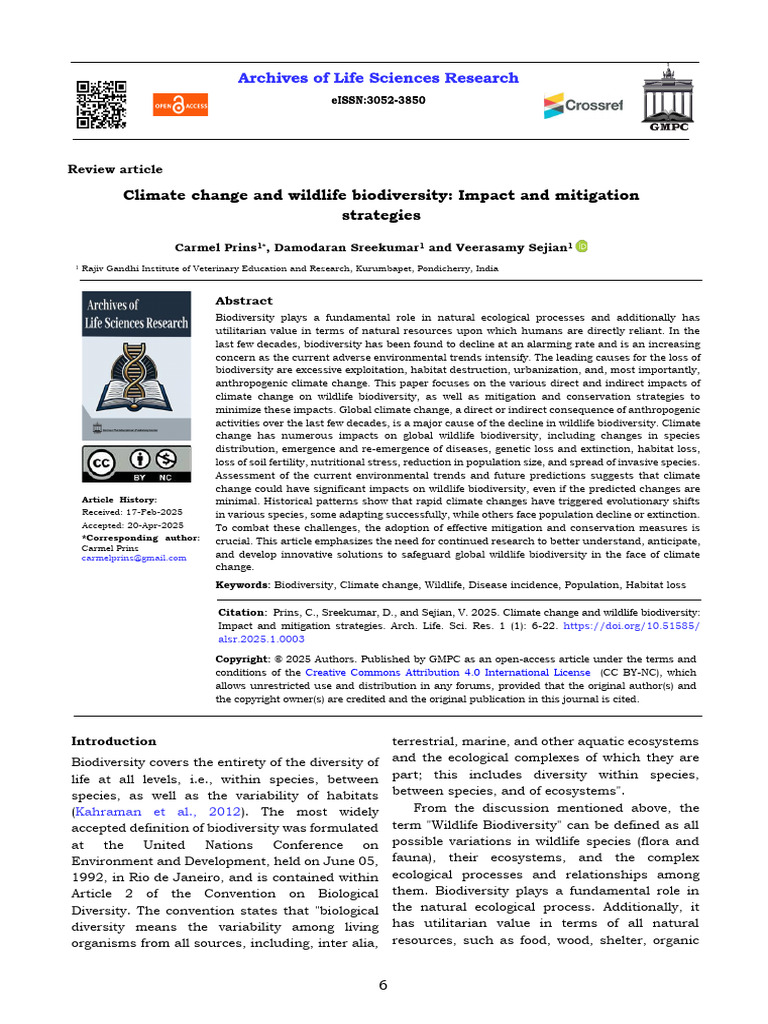 Climate Change and Wildlife Biodiversity | PDF | Biodiversity ...