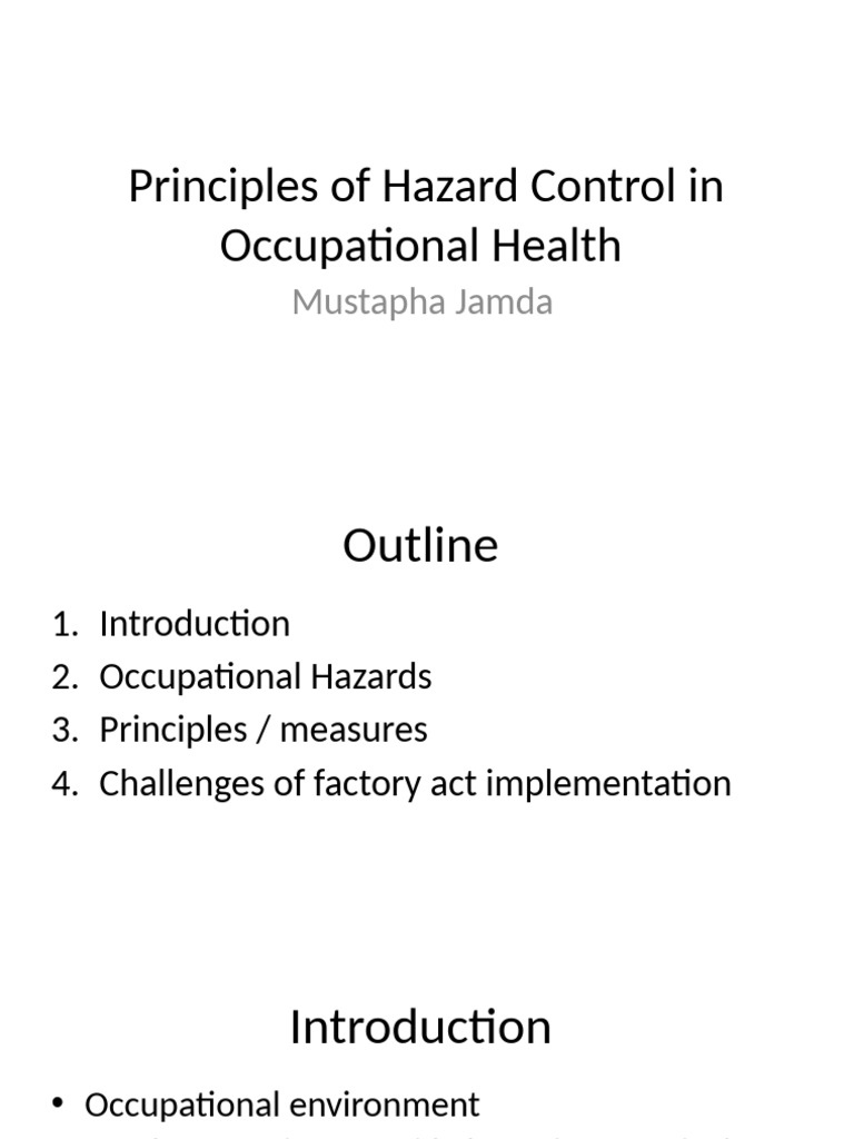 Principles of Hazard Control in Occupational Health | PDF ...