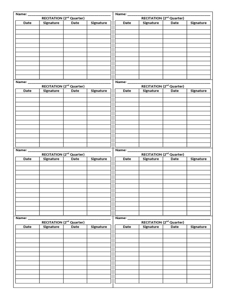 Recitation Form | PDF