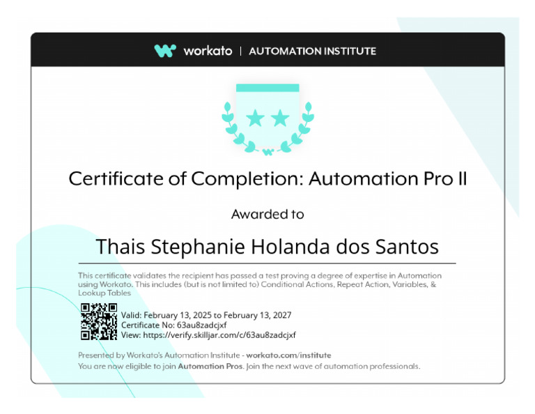 Automation Pro II Certificate | PDF