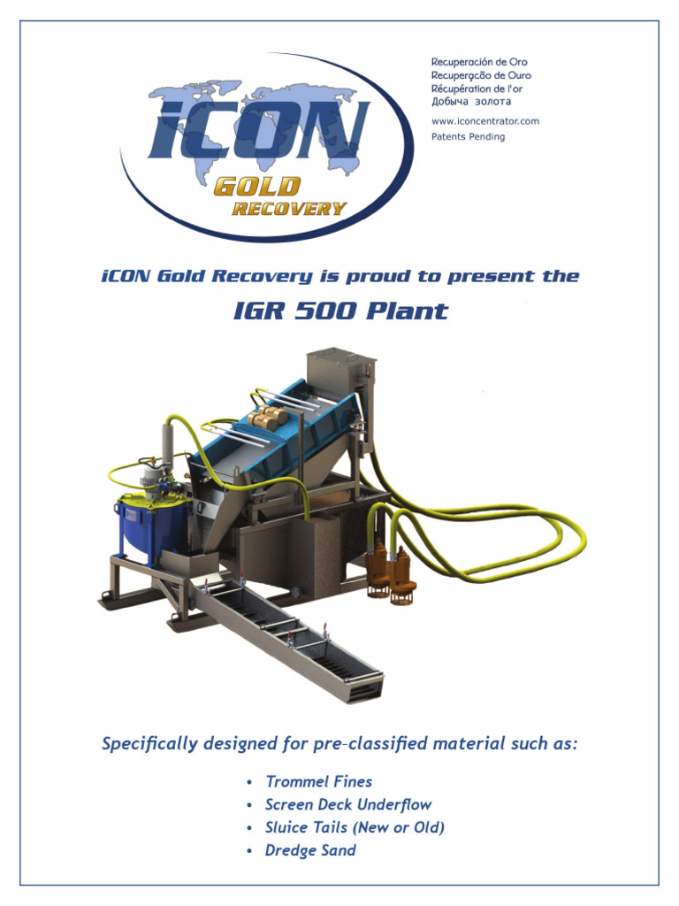 IGR 500 Plant for Fine Gold Recovery | PDF | Pump | Dredging