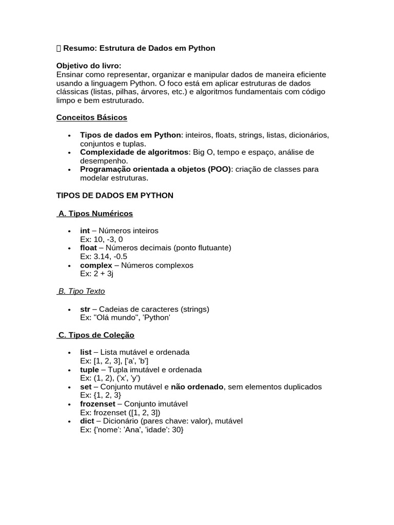 Tipos e Estruturas de Dados em Python | PDF | Teoria dos Gráficos ...